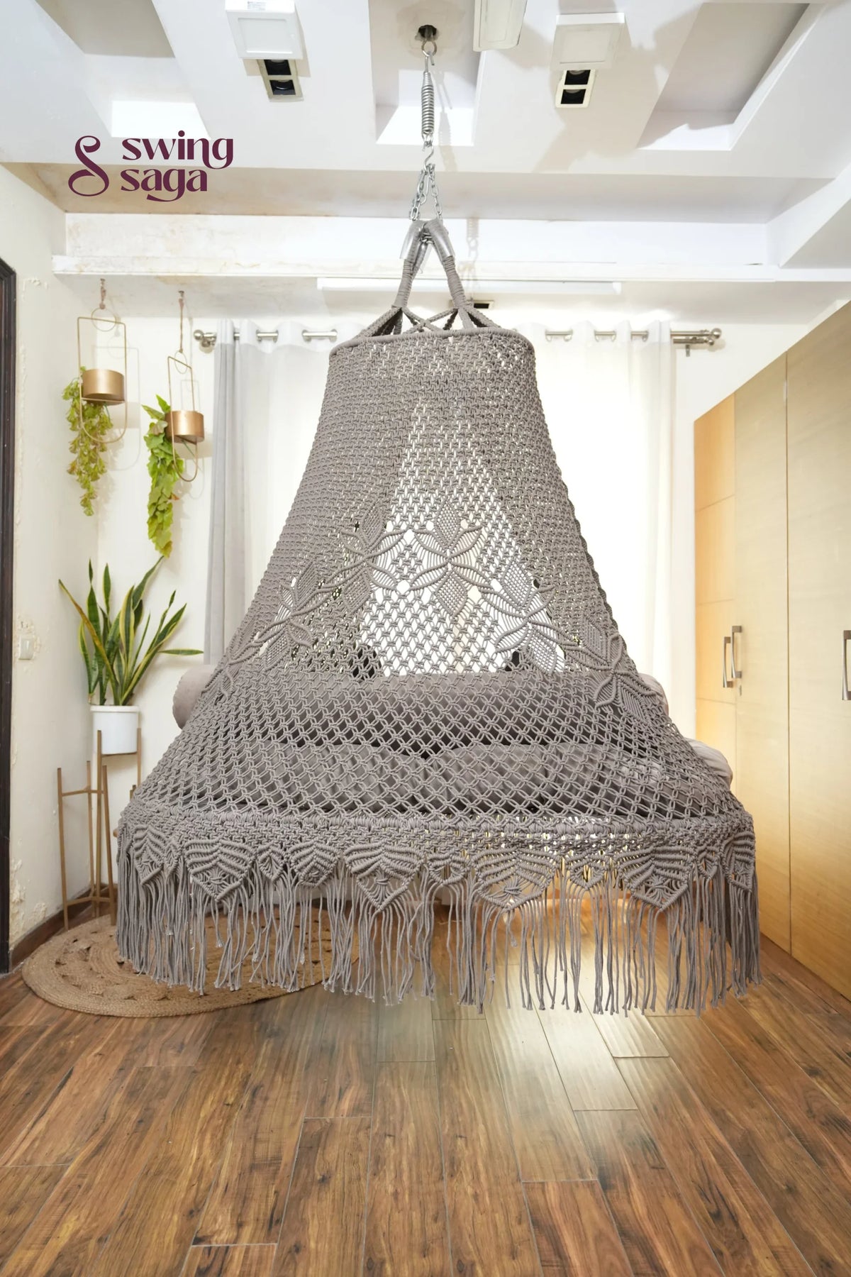 Ash Brown Double seater hanging chair - Swing Saga