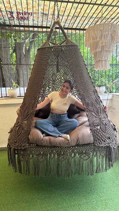 Ash Brown Double seater hanging chair - Swing Saga