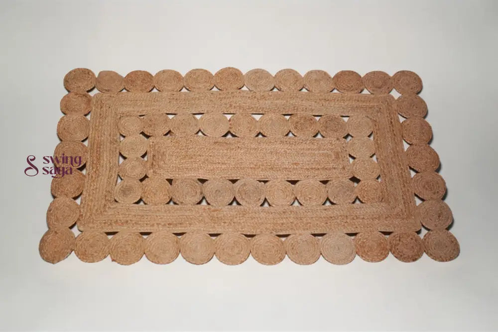 Rectangular doormat with a wicker pattern on a white background