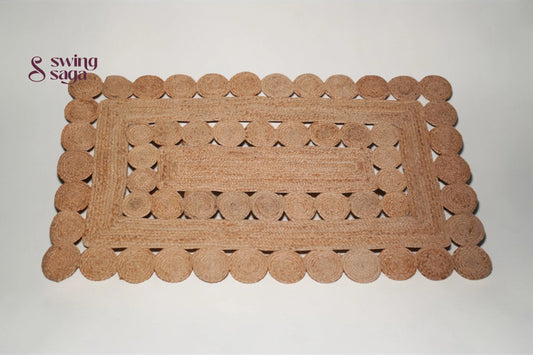 Rectangular doormat with a wicker pattern on a white background