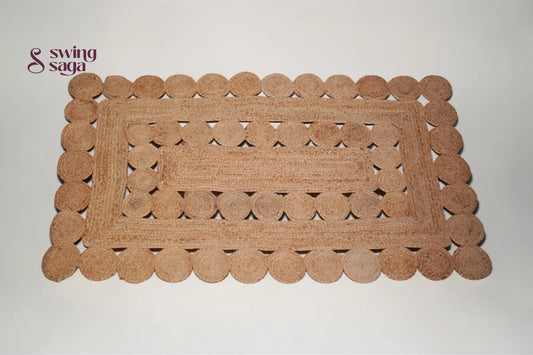 Rectangular doormat with a wicker pattern on a white background
