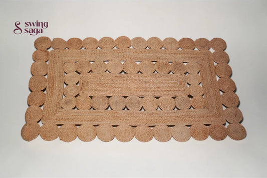 Rectangular doormat with a wicker pattern on a white background