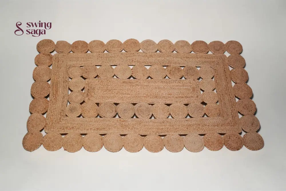 Rectangular doormat with a wicker pattern on a white background