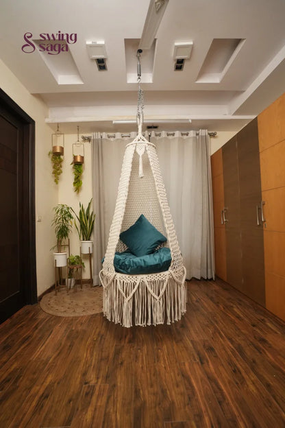 Cream single seater hanging chair - Swing Saga