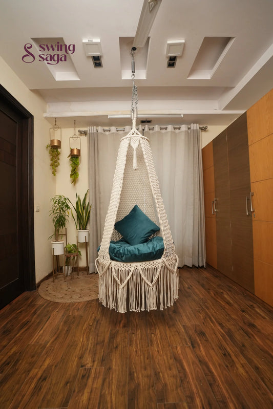 Cream single seater hanging chair - Swing Saga