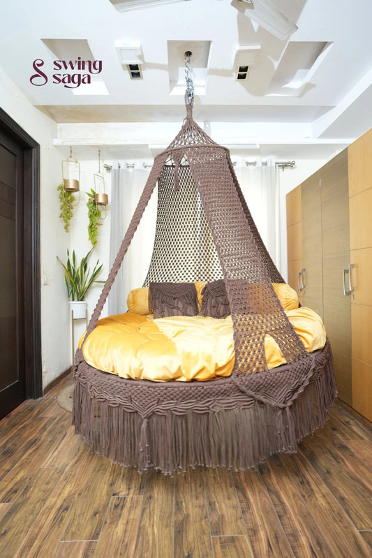 Wood Brown  Macrame Bed Swing - Swing Saga