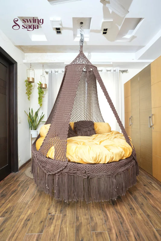 Wood Brown  Macrame Bed Swing - Swing Saga