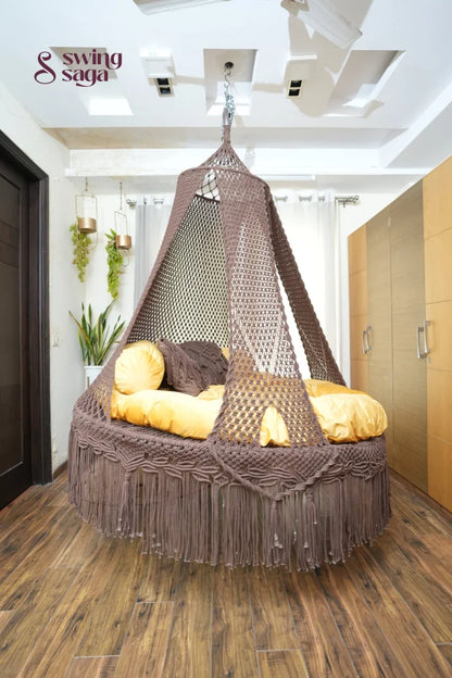 Wood Brown  Macrame Bed Swing - Swing Saga