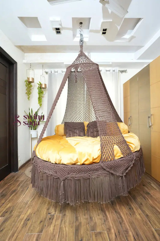 Wood Brown  Macrame Bed Swing - Swing Saga