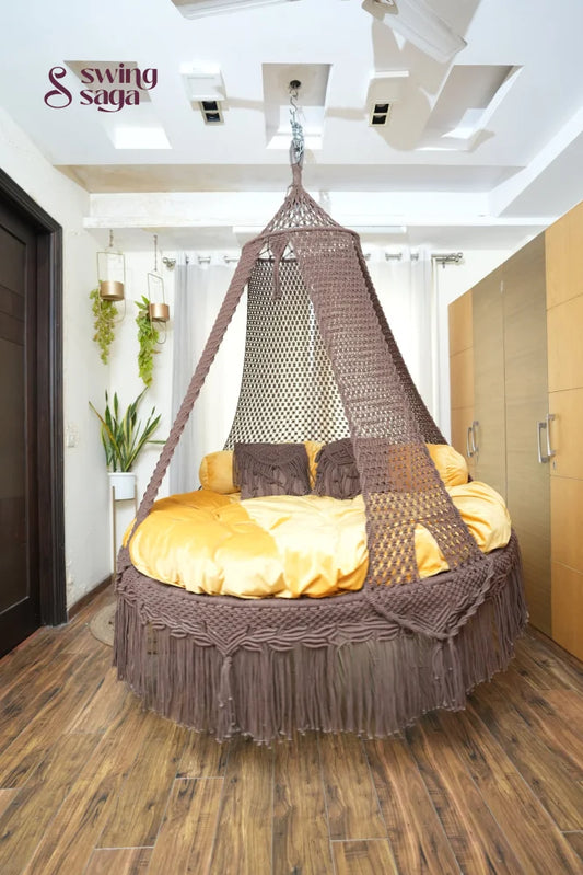 Wood Brown  Macrame Bed Swing - Swing Saga