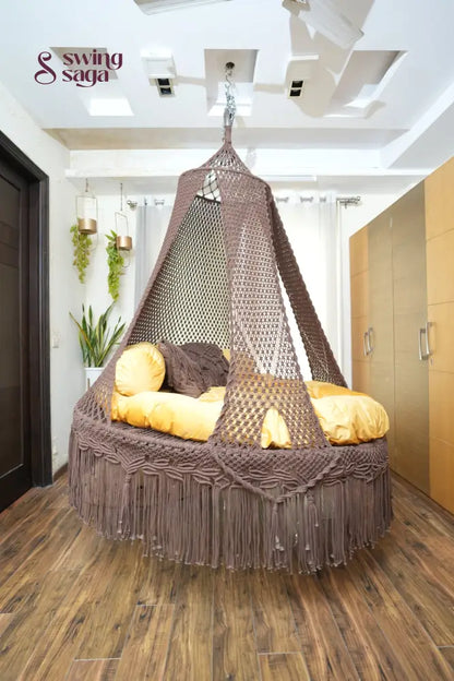 Wood Brown  Macrame Bed Swing - Swing Saga