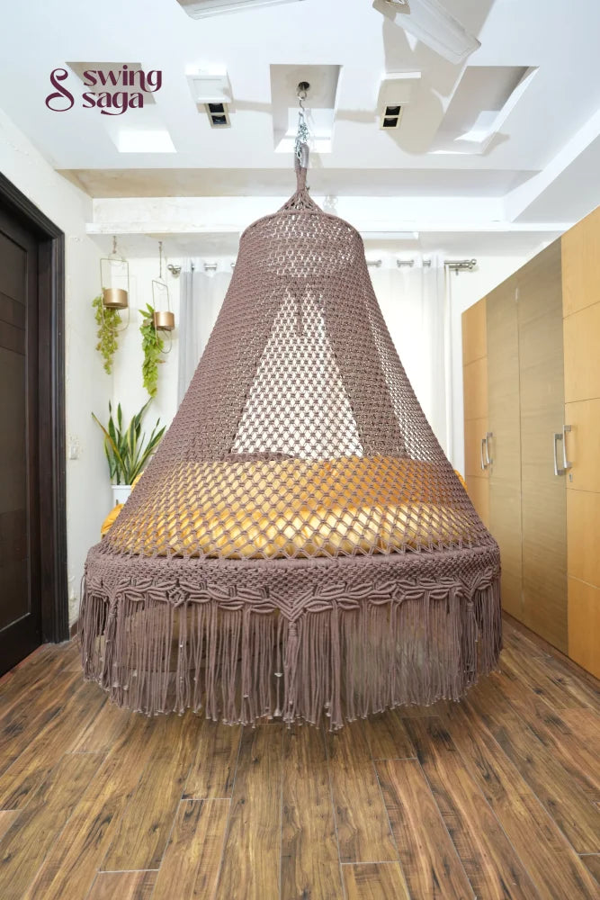 Wood Brown  Macrame Bed Swing - Swing Saga