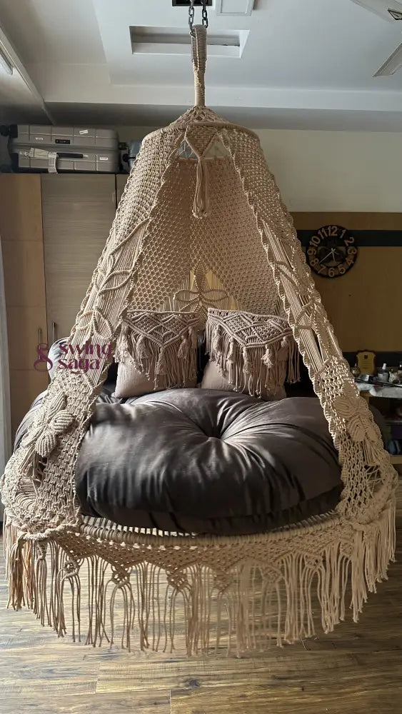Toffee Peach Macrame Bed Swing - Swing Saga
