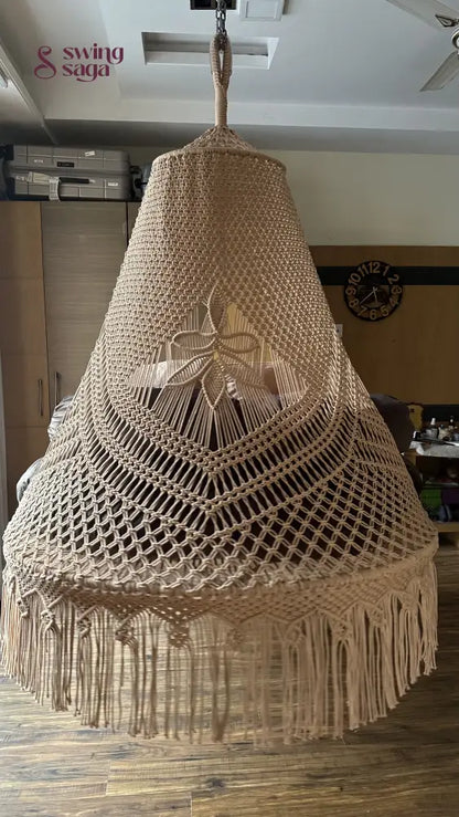 Toffee Peach Macrame Bed Swing - Swing Saga
