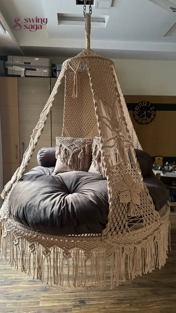 Toffee Peach Macrame Bed Swing - Swing Saga