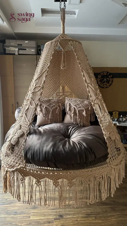 Toffee Peach Macrame Bed Swing - Swing Saga