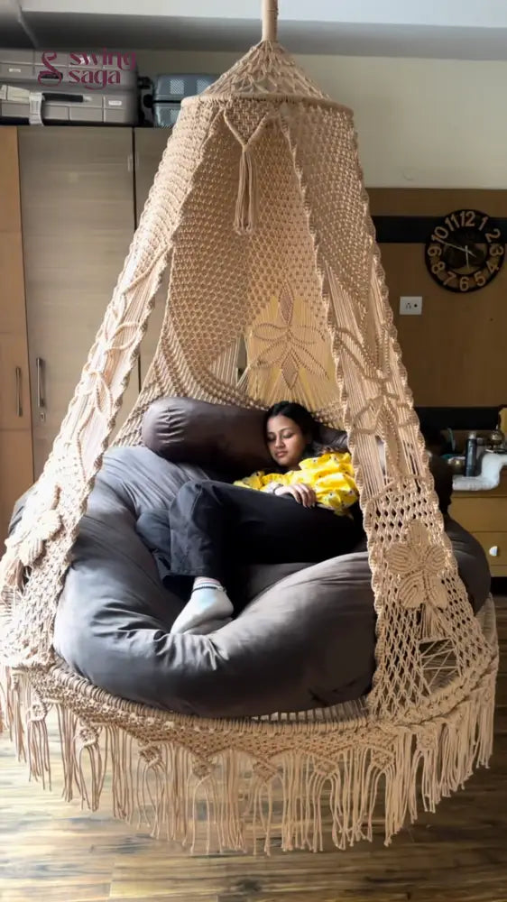Toffee Peach Macrame Bed Swing - Swing Saga