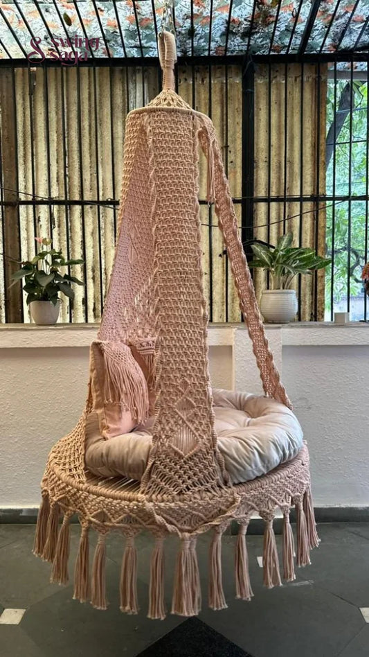  Light Peach single seater hanging chair - Swing Saga