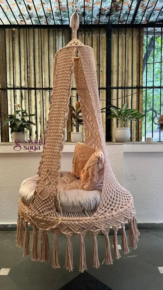 Light Peach single seater hanging chair - Swing Saga
