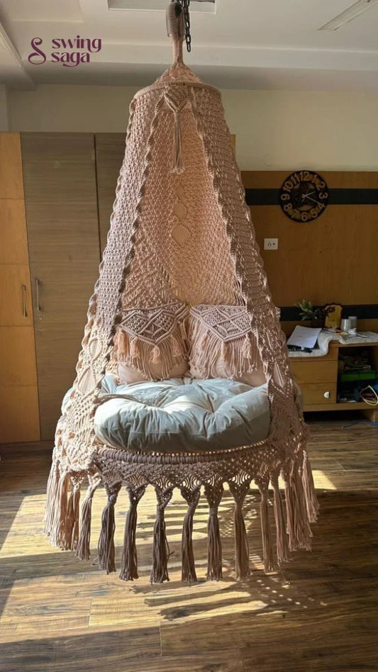 Light Peach single seater hanging chair - Swing Saga
