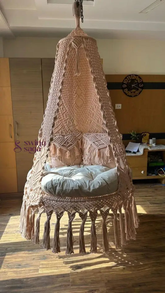 Light Peach single seater hanging chair - Swing Saga