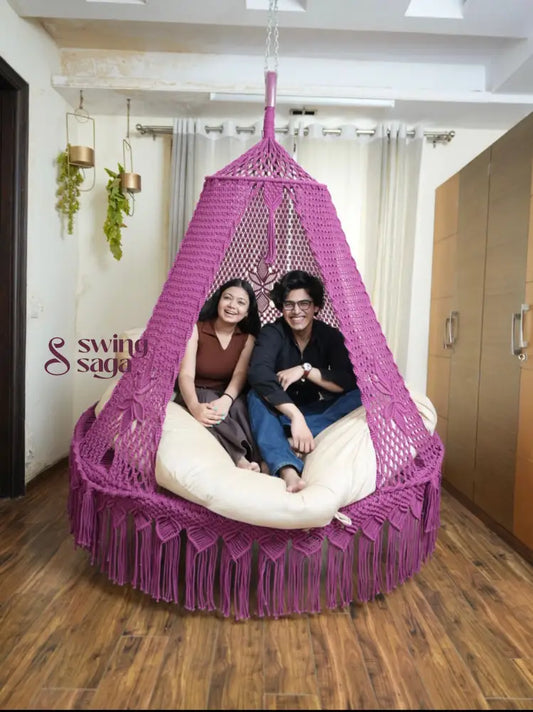 Magenta Pink  Macrame Bed Swing - Swing Saga