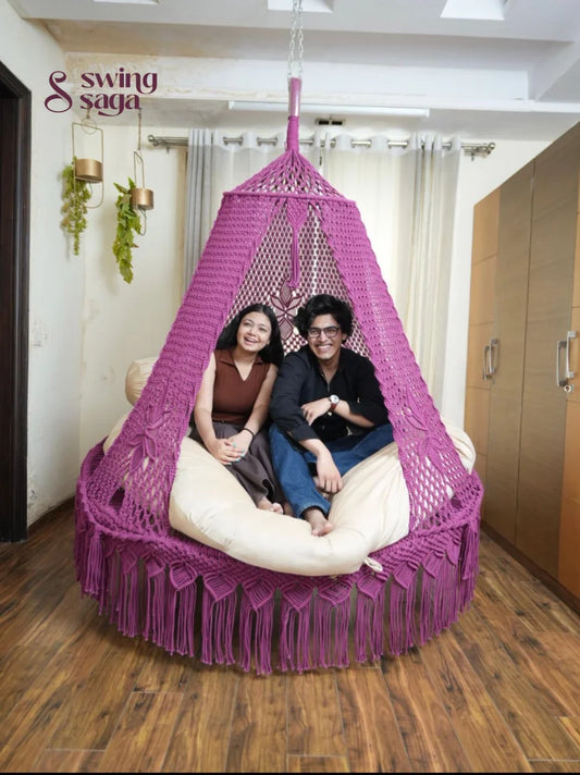 Magenta Pink  Macrame Bed Swing - Swing Saga