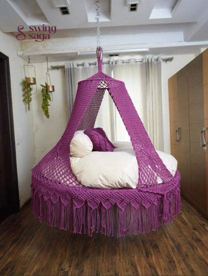 Magenta Pink  Macrame Bed Swing - Swing Saga