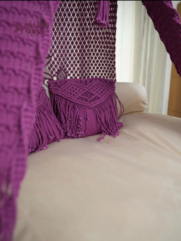 Magenta Pink  Macrame Bed Swing - Swing Saga