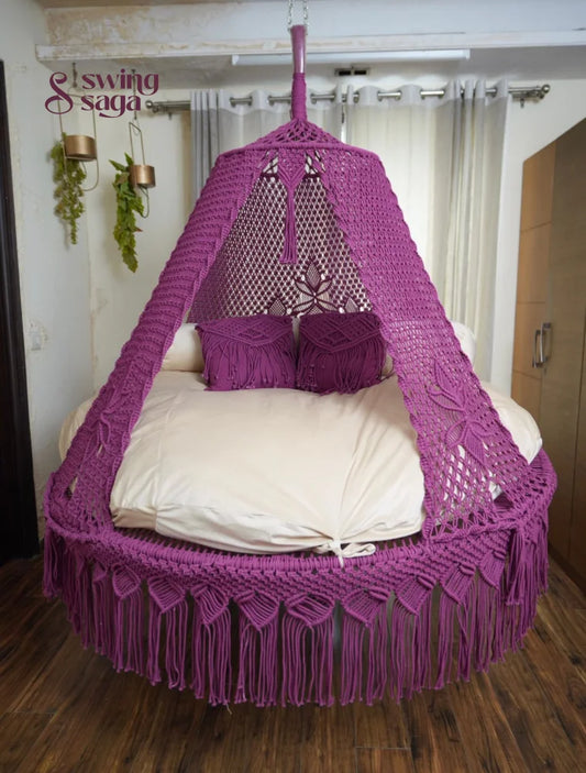 Magenta Pink  Macrame Bed Swing - Swing Saga