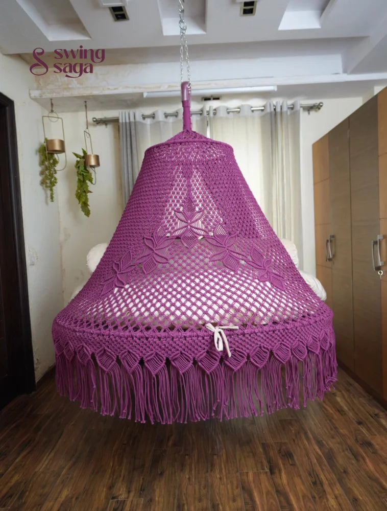 Magenta Pink  Macrame Bed Swing - Swing Saga