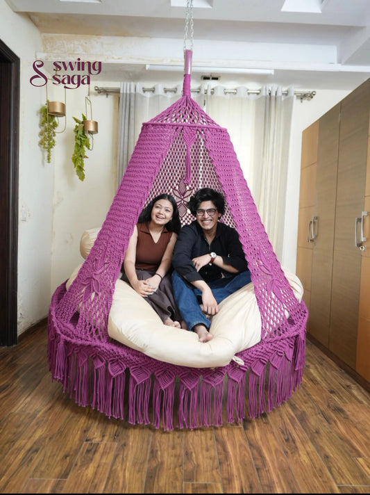 Magenta Pink  Macrame Bed Swing - Swing Saga
