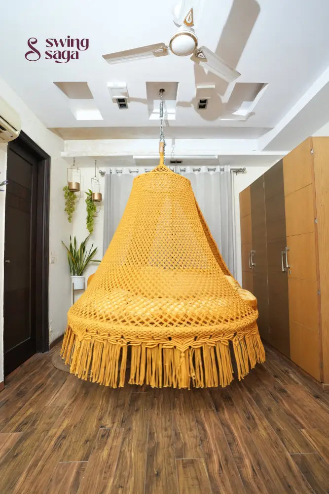 Mustard Yellow Macrame Bed Swing - Swing Saga