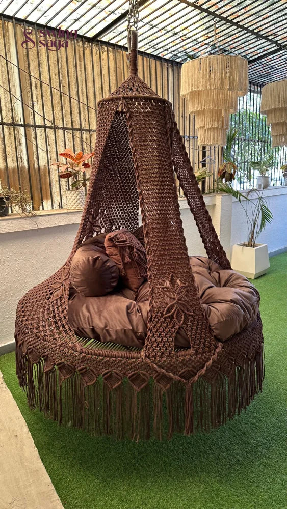 Mocha Brown  Macrame Bed Swing - Swing Saga
