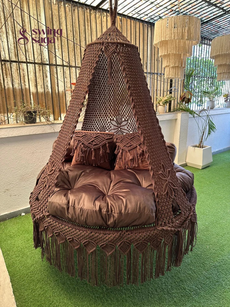Mocha Brown  Macrame Bed Swing - Swing Saga