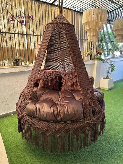 Mocha Brown  Macrame Bed Swing - Swing Saga