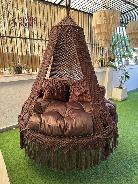 Mocha Brown  Macrame Bed Swing - Swing Saga