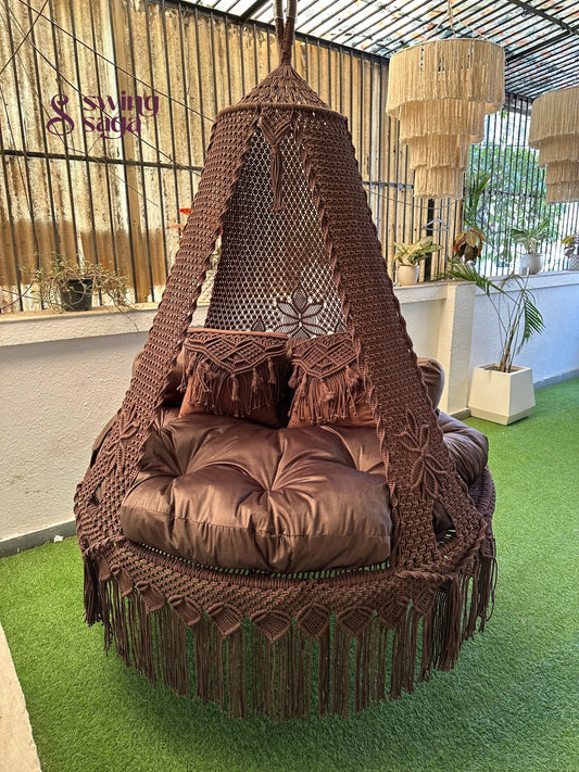 Mocha Brown  Macrame Bed Swing - Swing Saga
