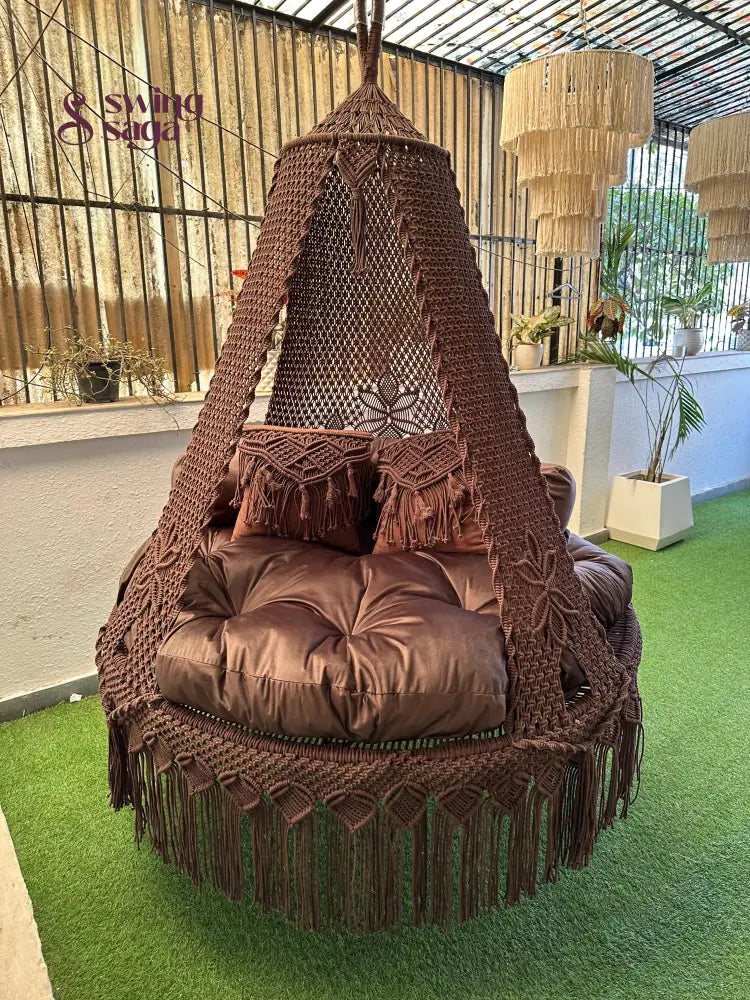 Mocha Brown  Macrame Bed Swing - Swing Saga