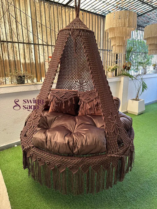Mocha Brown  Macrame Bed Swing - Swing Saga