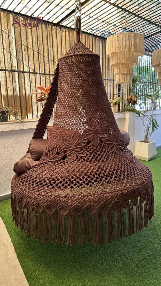 Mocha Brown  Macrame Bed Swing - Swing Saga