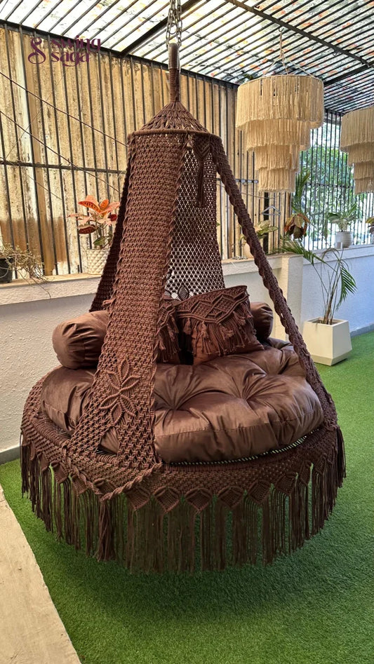 Mocha Brown  Macrame Bed Swing - Swing Saga