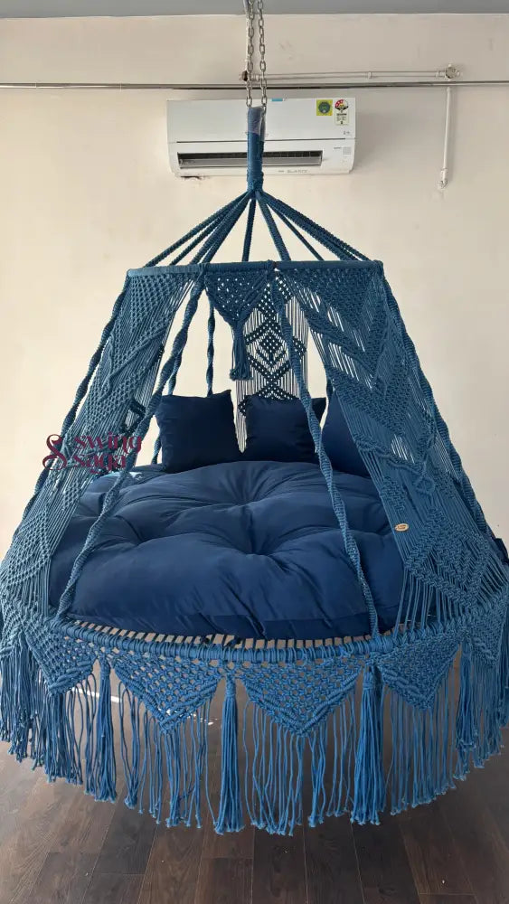 Royal Blue Macrame Bed Swing - Swing Saga