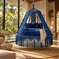Handmade Macrame Bed Swing (Blue Hug) - 70 Inches / Royal Blue