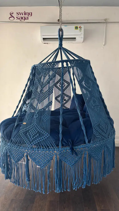 Royal Blue Macrame Bed Swing - Swing Saga
