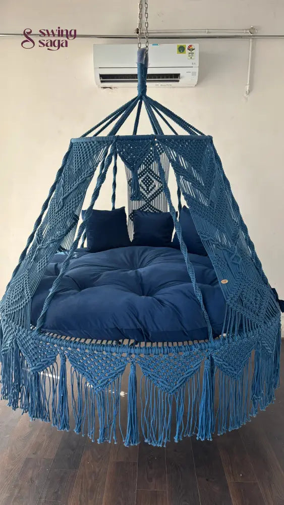 Royal Blue Macrame Bed Swing - Swing Saga