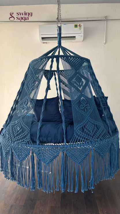 Royal Blue Macrame Bed Swing - Swing Saga