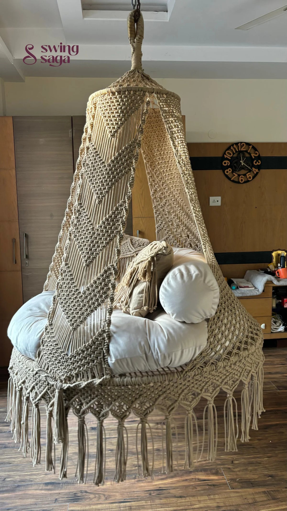 Tan Double seater hanging chair - Swing Saga