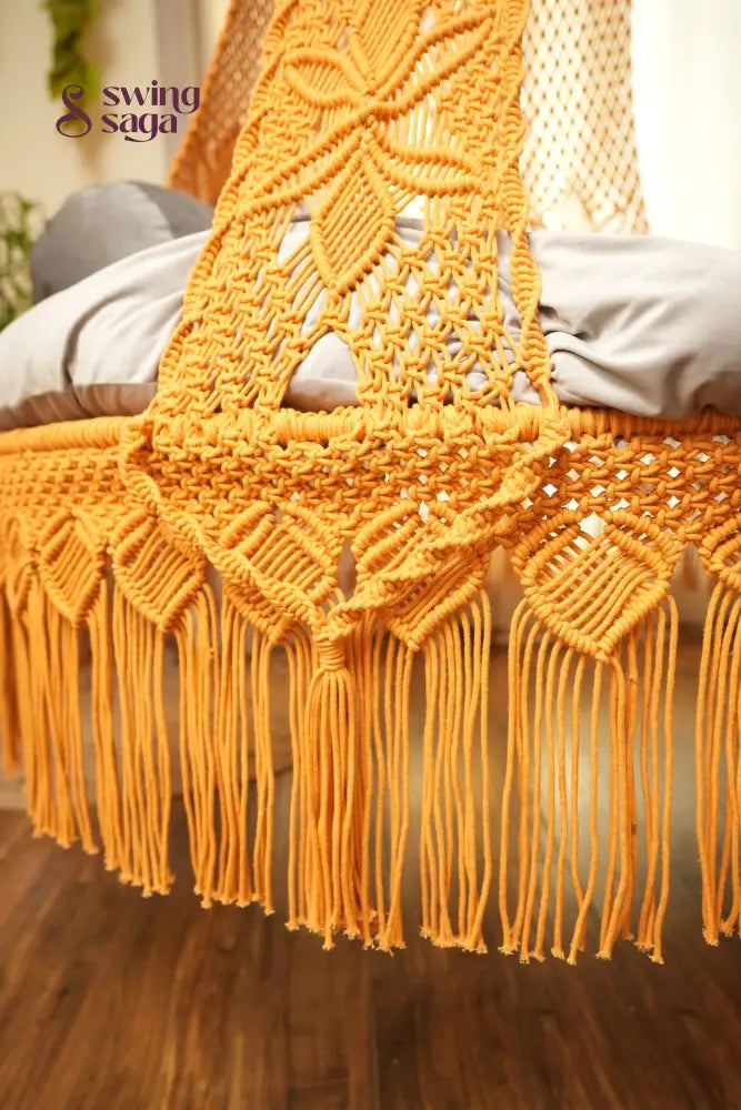 Yellow Macrame Bed Swing - Swing Saga