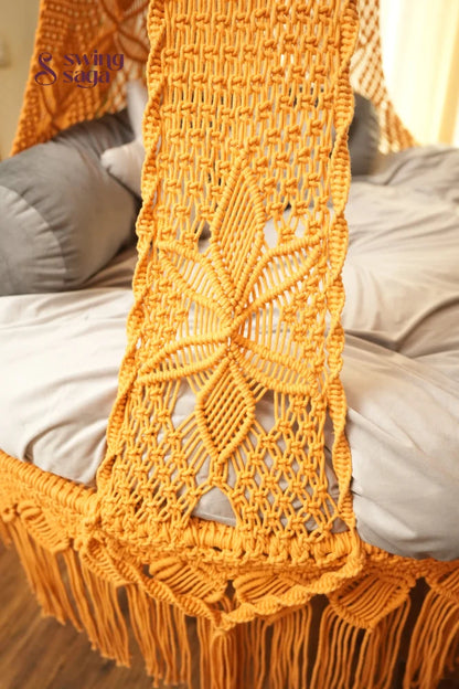 Yellow Macrame Bed Swing - Swing Saga